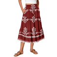 thumbnail image 2 of Unir Women Symmetrical Ethnic Floral Print Multi-Tiered Flow Four Way Stretch Midi Skirt Drawstring Ruffle Waist Casual Side Pocket Long Bottom 1PC S-XXL Plus Size Friendly, 2 of 5