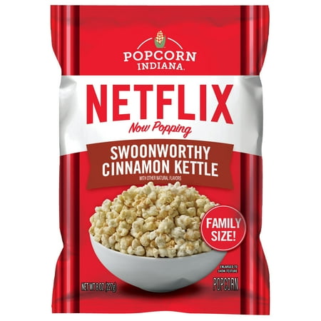 Popcorn Popcorn Indiana Netflix Now Popping Swoonworthy Cinnamon Kettle Corn, Family Size (12 count - 8 Oz each) Indiana Netflix Now Popping Swoonworthy Cinnamon Kettle Corn  8 oz  Bag