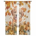 thumbnail image 3 of Orange Cute Dog Sheer Curtains 96 Inches Long 2 Panels Set, Window Sheer Curtains for Living Room/Bedroom, Fall Pumpkins Maple Leaves Retro Pastoral Light Filtering Rod Pocket Curtain 52'' x 96'' x 2, 3 of 7