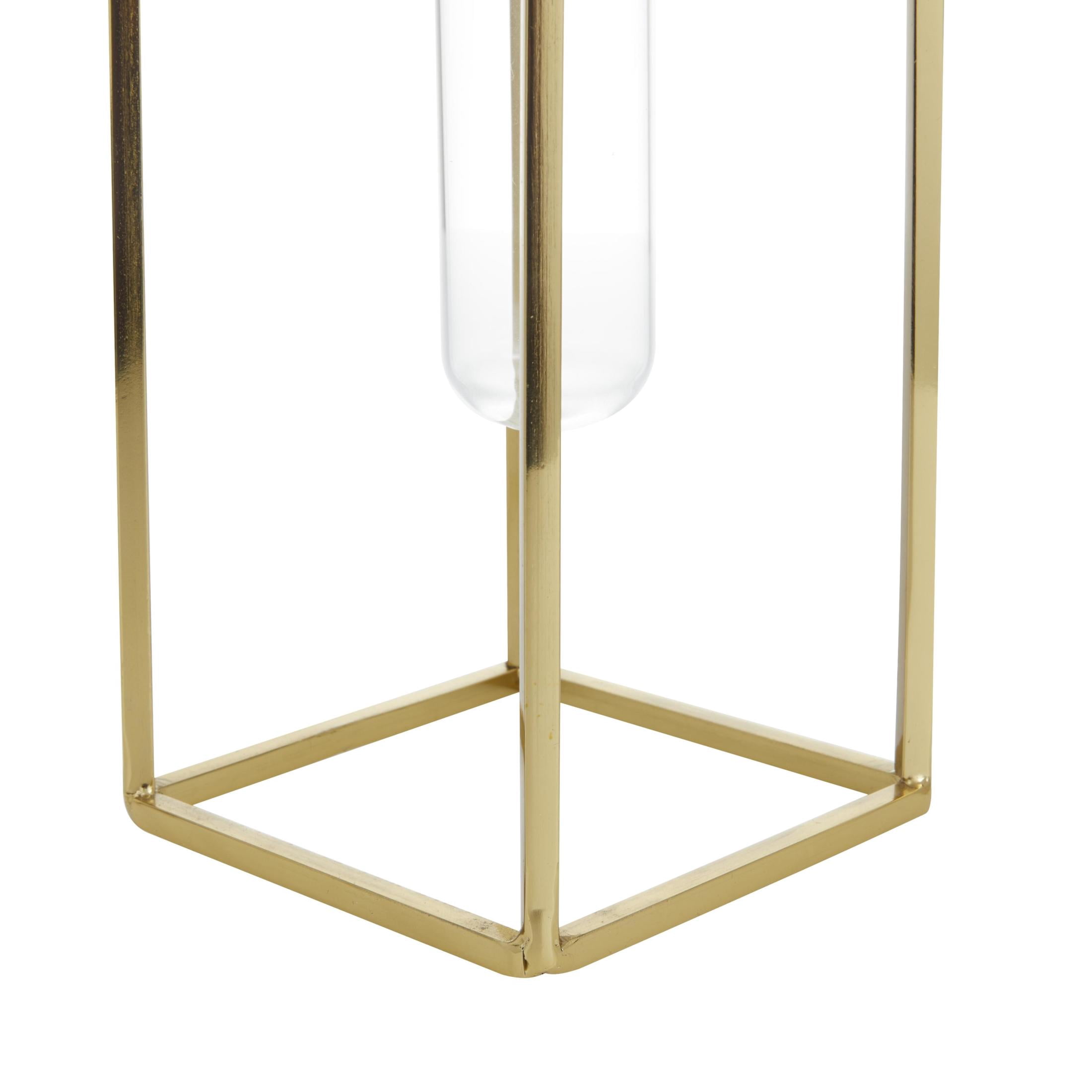 CosmoLiving by Cosmopolitan 13", 12", 9"H Test Tube Gold Stainless Steel Metal Vase, Set of 3