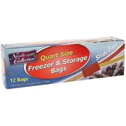 Niclole Home Collection Quart Size Freezer Slide Tab , Pack of 12 Food Storage, 12 Bags, Black