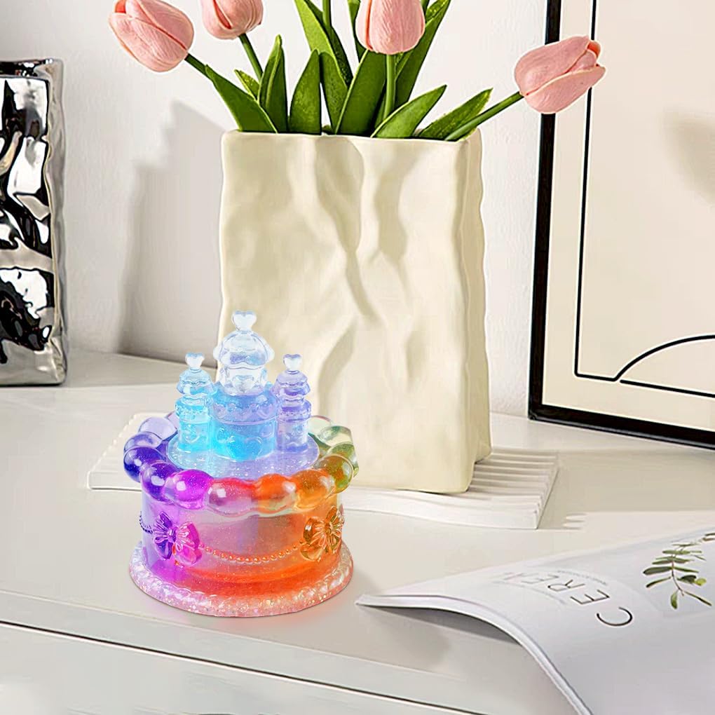 ABCISI Castle Resin Jar Mold with Lid, 3D Silicone Trinket Storage Box Molds for Resin Epoxy, Cake Love Castle Shape for DIY Jewelry Holder Candle Holder Candy Container, Lovely Home Decor