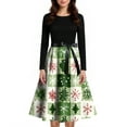 thumbnail image 3 of Women's Fashion Round Neck Casual Slim Fit Christmas Print Large Swing Long Sleeve Dress for Holiday and Everyday Fashion, Perfect for Women's Casual Wardrobe,Light Green,2XL, 3 of 4
