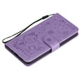 thumbnail image 3 of Compatible With iPhone 13 Wallet Case Full Coverage Dustproof Card Pocket PU Leather Cute Flower Knurling Wrist Strap Shockproof Lightweight Luxury Phone Cover,Purple, 3 of 11