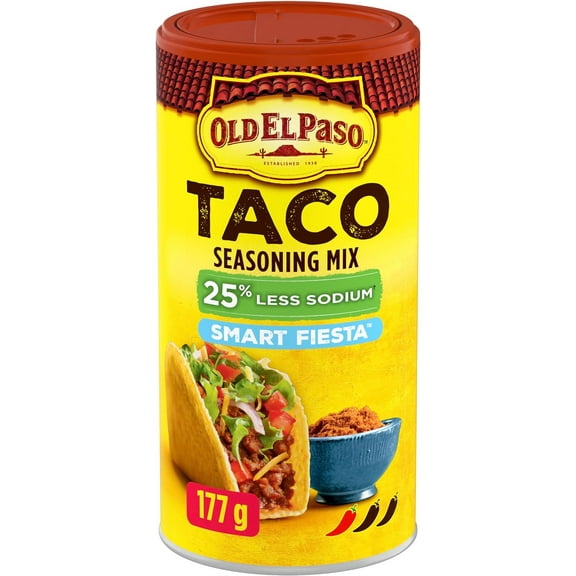 Old El Paso 25% Less Sodium Taco Seasoning Mix, Value Size, 177g/6.2 oz
