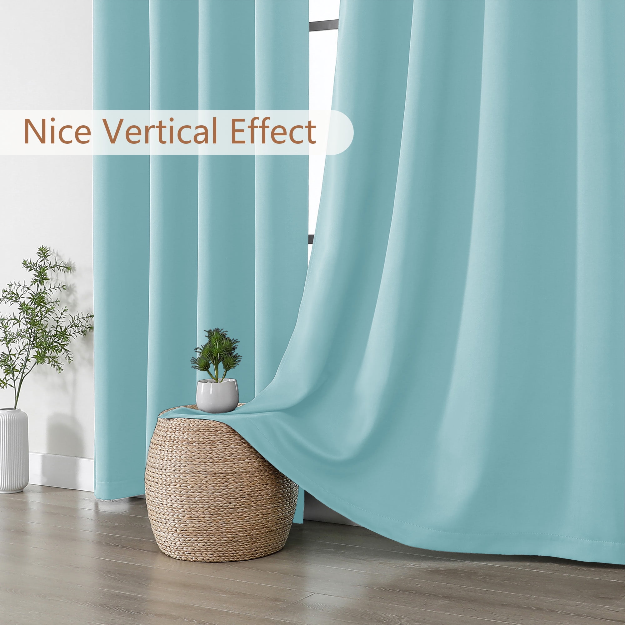 OVZME Kalme Aqua Grommet Blackout Curtains 54 inch Long 2 Panels Set, Solid Thermal Insulated Curtains for Bedroom Kitchen Kids Room, Each W40 x L54, Aqua