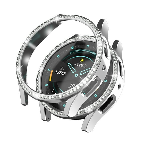 Oliegs Housse Chauffante Compatible avec Samsung Galaxy Watch 5 44mm, Étui Rigide en PC avec Bordure en Strass, Étui Lavable, Accessoires de Montre, Chocolat