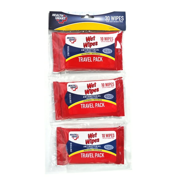 Health Smart Antibacterial Wet Wipes Travel 3 Pack