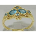 thumbnail image 4 of British Made 9k Yellow Gold Natural Blue Topaz Womens Cluster Ring - Size 5.75, 4 of 6