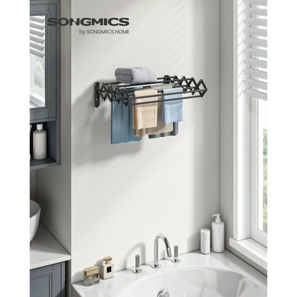 SONGMICS Perchero Tendedero de Pared Extensible y Plegable