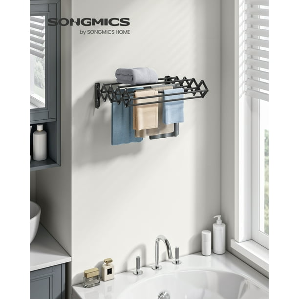 SONGMICS Perchero Tendedero de Pared Extensible y Plegable