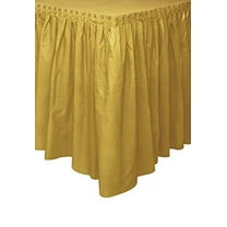 Gold Plastic Party Table Skirt, 14ft