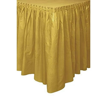 Gold Plastic Party Table Skirt, 14ft