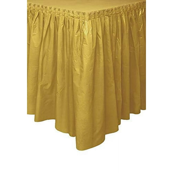 Gold Plastic Party Table Skirt, 14ft
