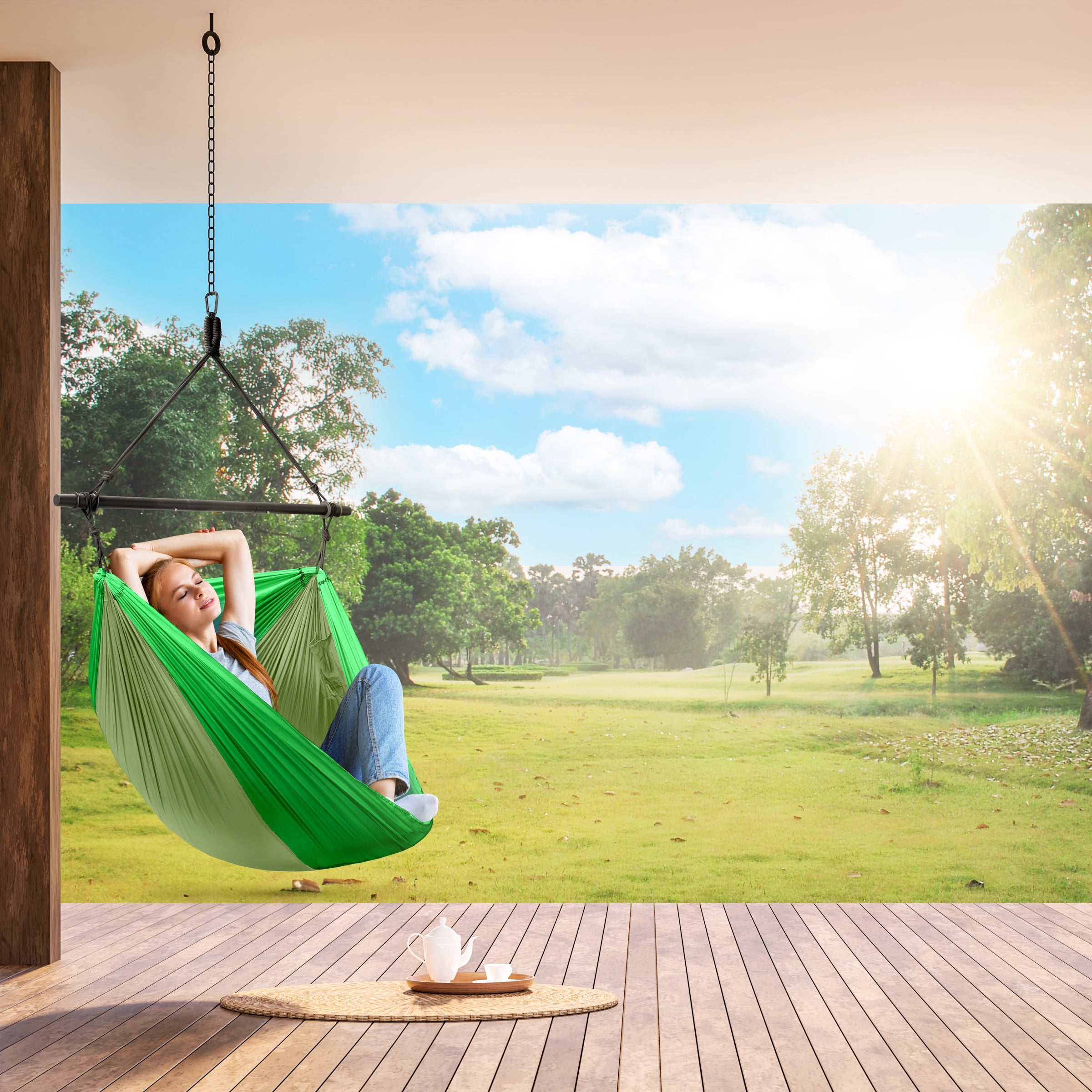 Sorbus Portable Hanging Camp Chair, Lightweight Foldable Outdoor Swing Seat, Green