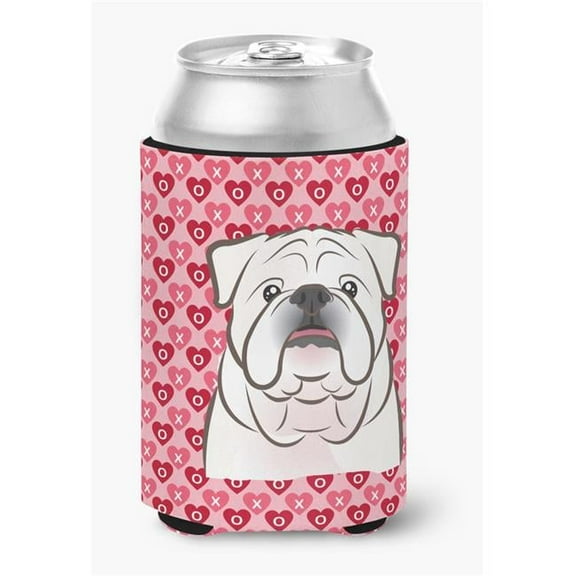 Carolines Treasures BB5290CC White English Bulldog Hearts Can or Bottle Hugger
