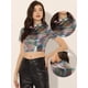 thumbnail image 2 of Disfraz de navidad Top corto metalizado de manga corta con cuello alto para mujer Multicolor Negro S, 2 of 6