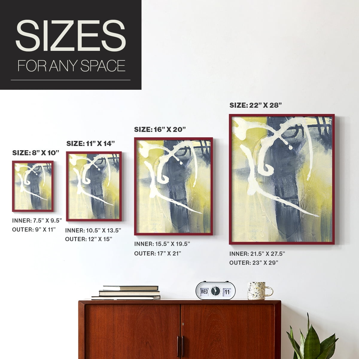 Delightful II Framed Print in Solid Wood 16 x 20 NO NAIL HANGING