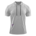 thumbnail image 4 of Ecqkame Men's Fashion Hoodies Sweatshirts Short Sleeve Workout Muscle Tops Fashion Athletic Pocket Drawstring Hooded Shirts 01-Gray XXL, 4 of 9