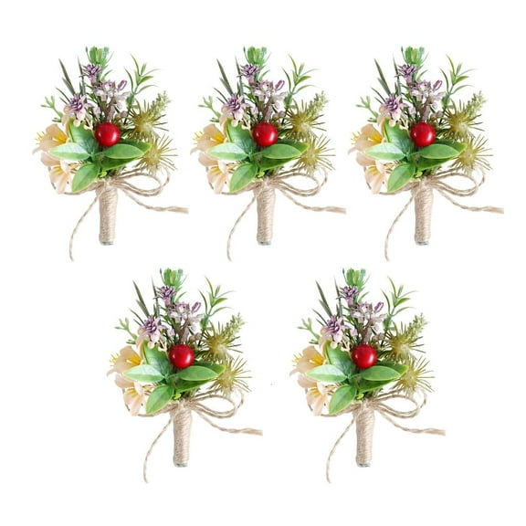 Tizuqe 5Pcs Bridals Grooms Boutonniere for Wedding Florals Lapel Pin Wedding Corsages
