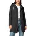 thumbnail image 3 of Womens Outdoor Jacket Plus Size Hooded Waterproof Long Sleeve Solid Color Plaid Lined Winter Casual Daily Outdoor Mid Length Jacket Raincoat with Pockets, 3 of 10