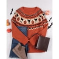 thumbnail image 3 of Cogild Sweaters for Women Halloween Sweater Fair Isle Knit Black Cat Pumpkin Crew Neck Pullover Fall Top, 3 of 9
