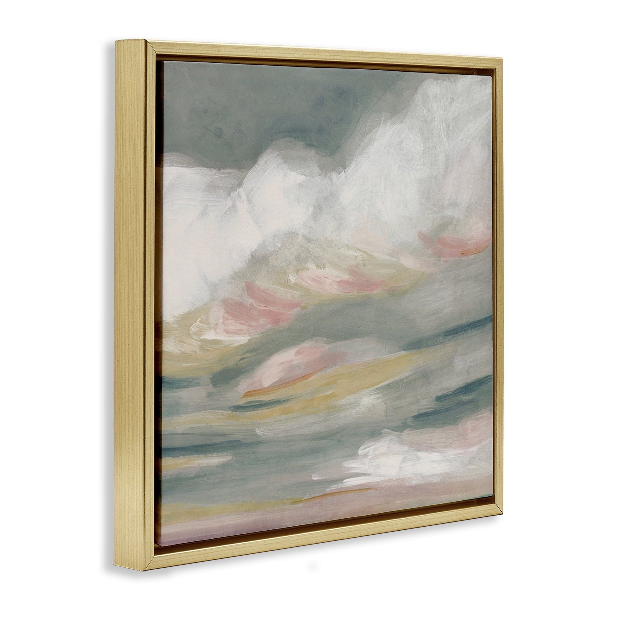 Stupell Industries Storm Clouds Abstraction Landscape Painting Gold Floater Framed Canvas Art Print Wall Art, 25 x 25