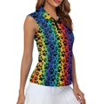 thumbnail image 2 of Chririnla Rainbow Paws Golf Shirt for Women Collared Tennis Tank Top with Zip Summer Quick Drying Golf T-Shirt Size S, 2 of 7