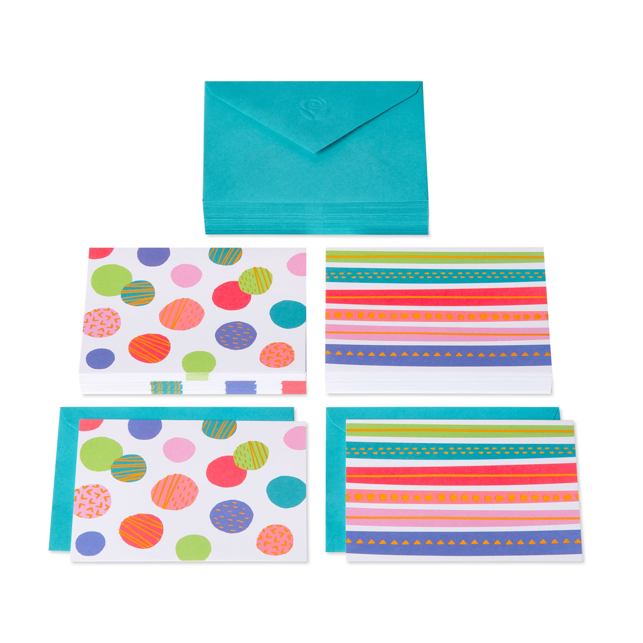 American Greetings Polka Dots and Stripes Stationery Note Cards (2 designs, 50-Count)