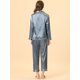 thumbnail image 4 of Conjuntos de pijama para mujer Ropa de dormir de manga larga con botones Traje de noche suave para mujer Conjuntos de salón Pj Azul XS, 4 of 5