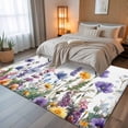 thumbnail image 5 of 8x10 Area Rugs, Spring Floral Non-Skid Rubber Backing Large Rectangle Rugs - Living Room Bedroom Home Office, Purple Flowers Colorful Summer Botanical Indoor Floor Mat Carpets Washable Rug, 5 of 9