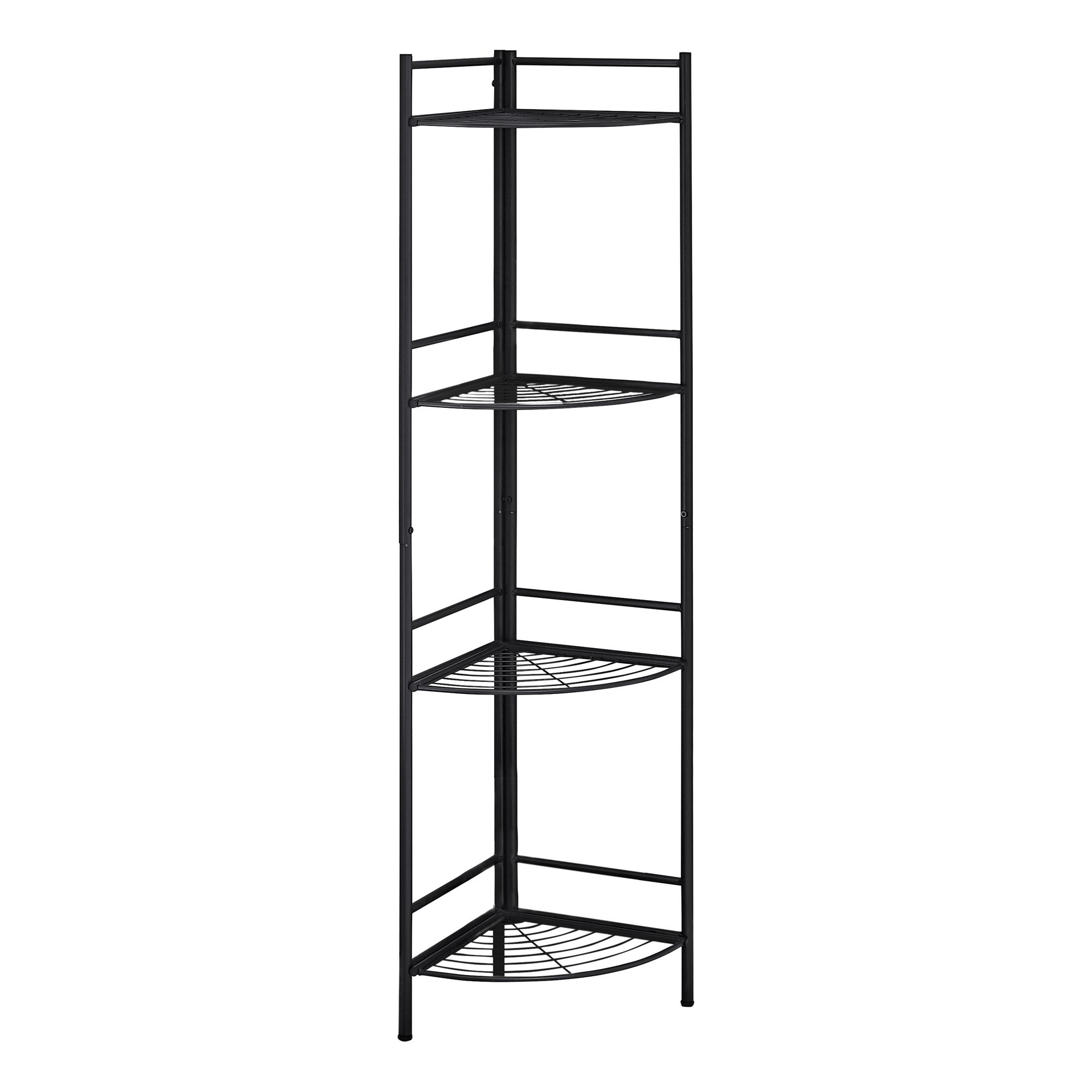Offex 58"H Contemporary Black Metal Corner Etagere Bookcase
