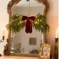 thumbnail image 4 of Guvpev Festive Cedar Swag Decor with Velvet Bow, Christmas Garland for Mirror, Lighted Christmas Swag Battery Operated for Home Fireplace Wall Window Door Christmas Decorations Indoor Outdoor, 4 of 8