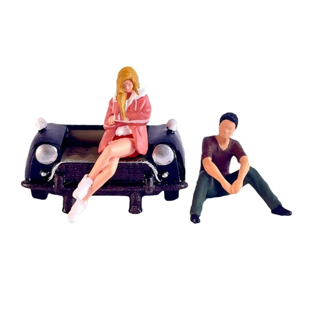 3 piezas 1/64 figuras de mujeres y hombres paisaje Diorama con sofá modelo adorno de escritorio diseño figuritas de resina escenas en miniatura