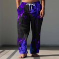 thumbnail image 2 of Stamzod Men Sweatpants Fashion Graphic Pritning Elastic Waist Straight Baggy Pants Home Wear Plus Size Casual Pants for Men with Pockets Purple XXXL, 2 of 5