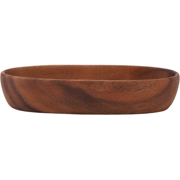 Handcrafted Decorative Boat Bowl, Rustic Wooden Salad Bowl for Food Bread Fruits Snack Dessert, Coffee Table Tray or Entryway Catchall, Long Oval Design for Modern Farmhouse Decor
