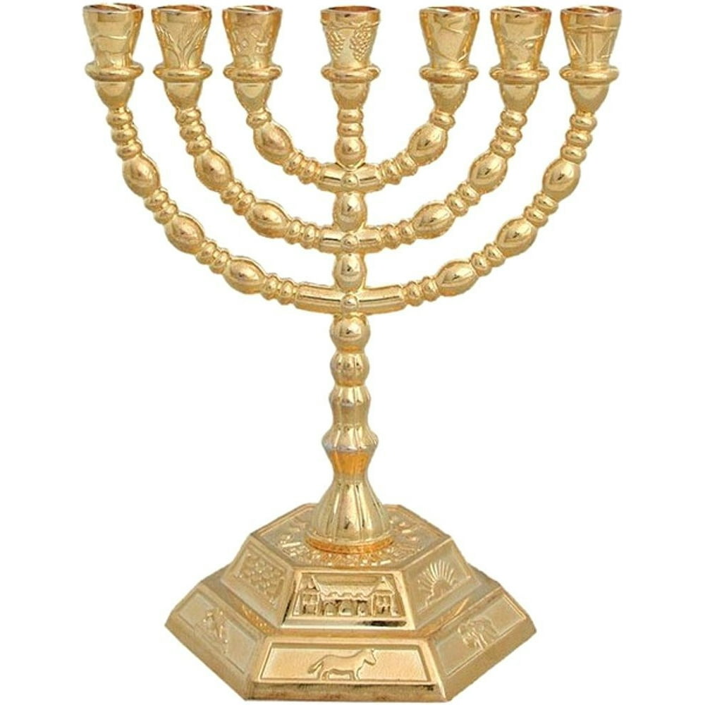 Jewish Candle sticks menorah - 7 branches - 12 tribes of Israel Menorah
