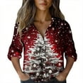 thumbnail image 2 of Women's Plus Size Christmas Shirts Long Sleeve Loose Graphic Casual Classic Collared Button Down Blouses, 2 of 6