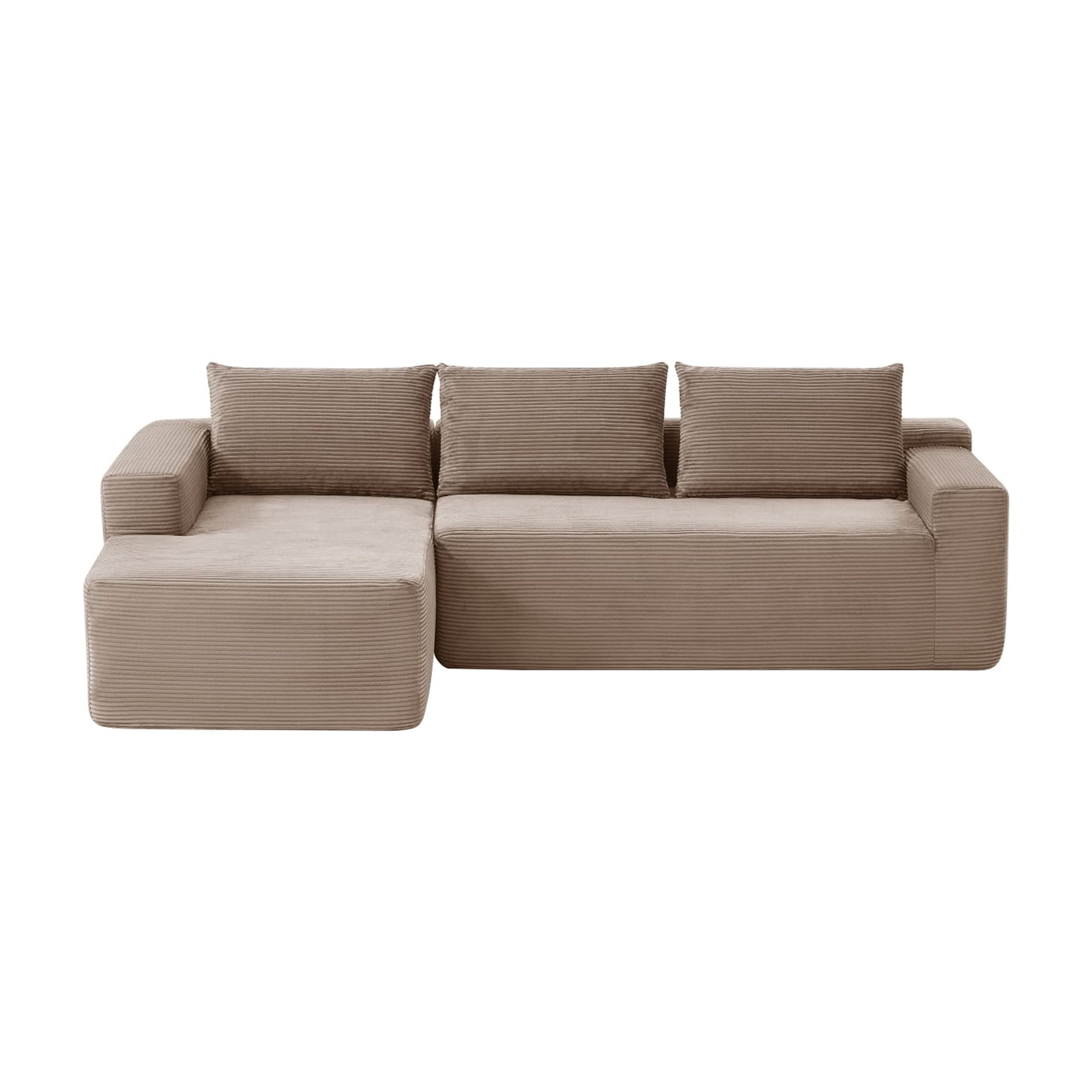 Leumius Cloud Sectional Couch with L-Shape Chaise,Modern Upholstered Boneless Couch with Deep Seat for Living Room Bedroom, No Assembly Required,Camel(Left Facing Chaise)
