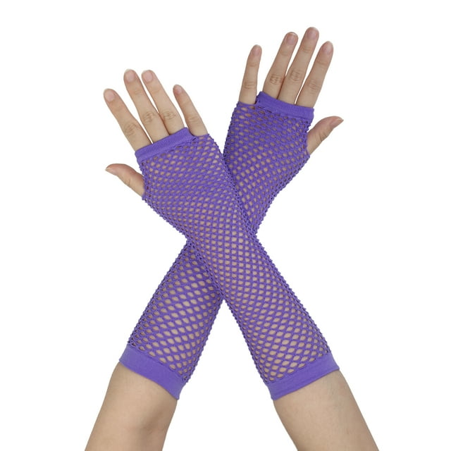 INSPIRE CHIC Women Elbow Length Elastic Fishnet Fingerless Arm Warmers Gloves Pair