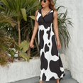 thumbnail image 6 of Cow Print&nbsp; Dress Summer Street Style Bohemia Long Dresses Female Sleeveless Printed Maxi Dress, 6 of 9