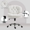 thumbnail image 4 of Armless Cream White Office Chair | Adjustable Height Task Chair for Home & Study - Linen-Feel Fabric, 25.6" Wide, 37" High, 4 of 7