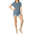 thumbnail image 3 of INSPIRE CHIC Women's Vintage Sweet Doll Collar Button Down Soft Shirt XS Dusty Blue, 3 of 9