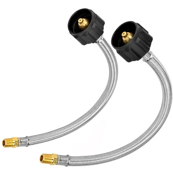 Flame King 1/4" Male NPT Propane Adapter, Propane Tank Adapter, 200,000 BTUs, 12", 2-Pack