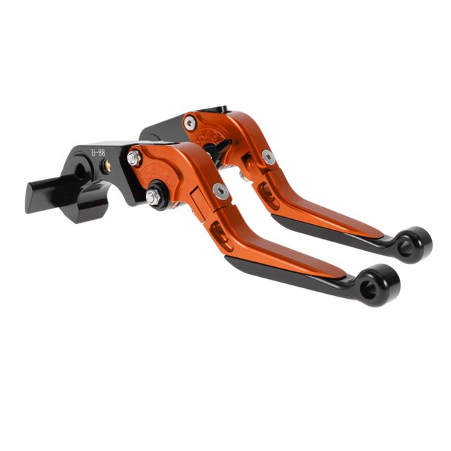 Palanca de freno y embrague corta larga para Kawasaki ZX14R 2006-2017, palanca de manillar de motocicleta ajustable, aleación de aluminio, mango naranja con extremo negro