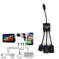 thumbnail image 2 of 3 in 1 USB OTG Cable Adapter  3 in 1 Micro USB HUB Adaptor with Power 3-Port Charging OTG Host Cable Cord Adapter Micro USB Hub USB OTG Extension Adapter for Smartphone and Tablet Black, 2 of 9
