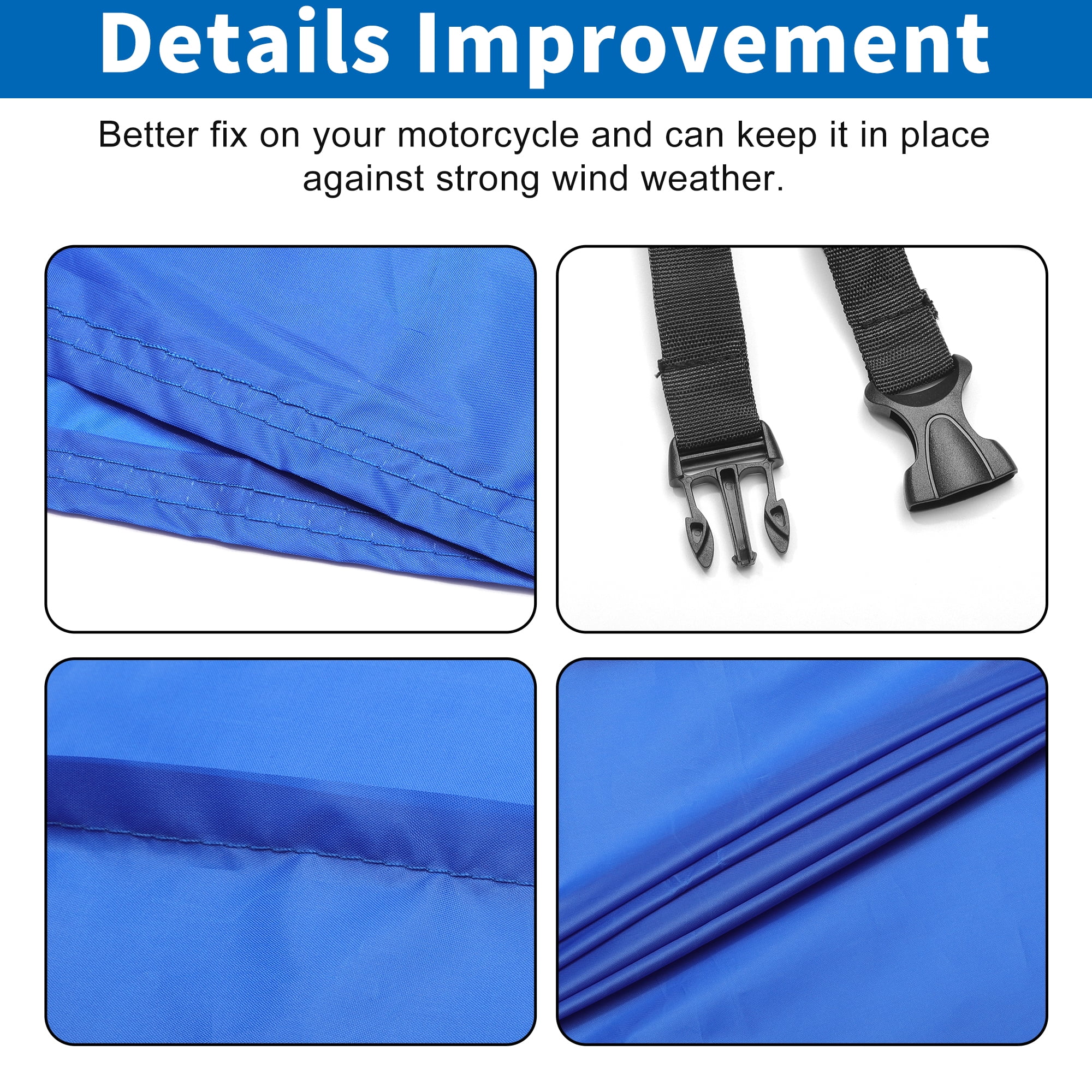 Unique Bargains All Season Waterproof Motorcycle Cover with Storage Bag Blue XXL