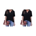 thumbnail image 2 of Qarigey Blusa con cuello en V Jersey Camisa de manga corta Compras Ropa de verano Type3 NO3, 2 of 6