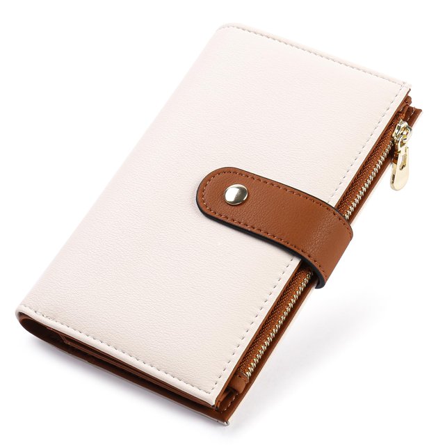 Billetera yiijay para mujer con bloqueo RFID de piel con triple pliegue