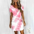thumbnail image 4 of Roncen Women's Printed Short Sleeve V-Neck Dress - Flowy Tie-Waist Design with Pockets, Casual Midi-Calf Length Summer Dress for Daily Wear and Outings, 4 of 6